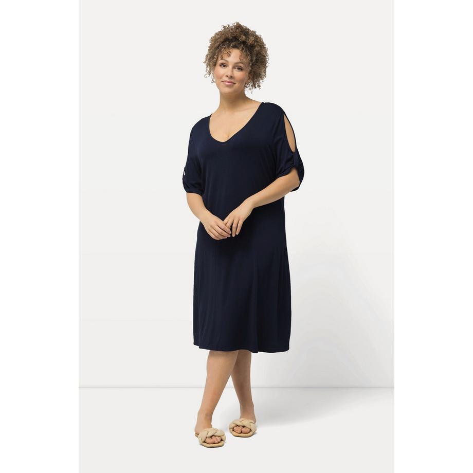 Ulla Popken Abito da spiaggia in jersey Scollo a V Mezza manica  