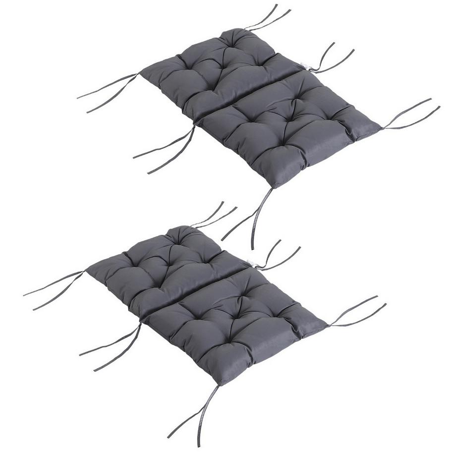 Lot De 2 Coussins Pour Coussins De Chaise À Dossier Bas, Coussins D'Assise, Coussins De Jardin, Gris