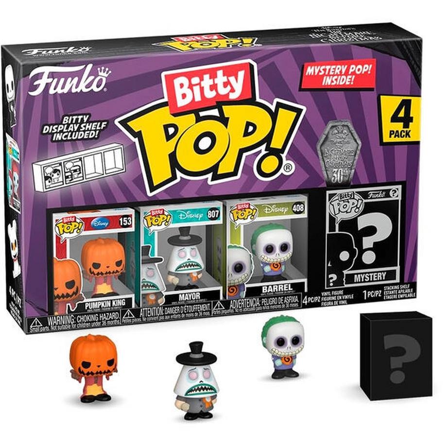 Funko  Bitty Pop! The Nightmare Before Christmas - Pumpkin Jack 4PK - Pumpkin King, Mayor, Barrel und Mystery 