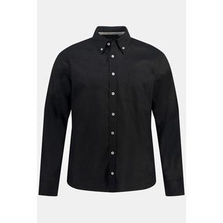 JP1880  Chemise en lin mélangé. Manches longues et col à pointes boutonnées - coupe Modern Fit 