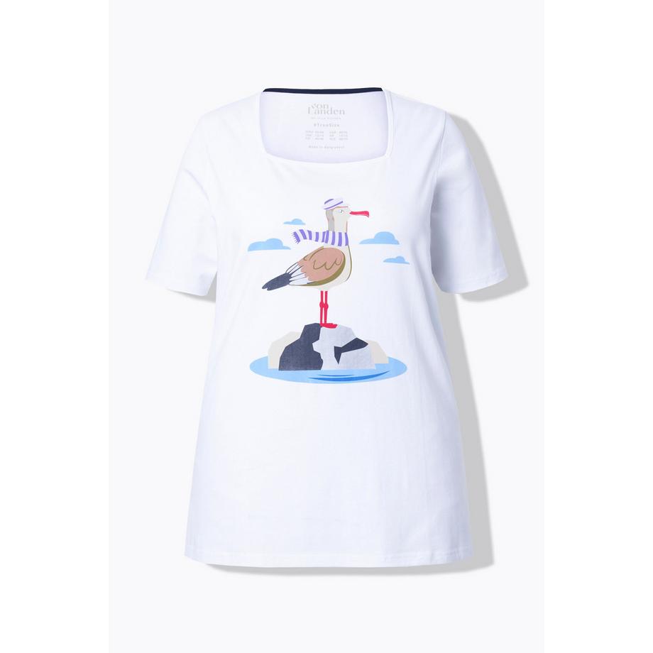 Ulla Popken T-shirt Classic Stampa Gabbiano Scollo Rettangolare Mezza Manica  