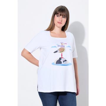 T-shirt, imprimé mouette. Manches 3/4, encolure carrée. Coupe Classic