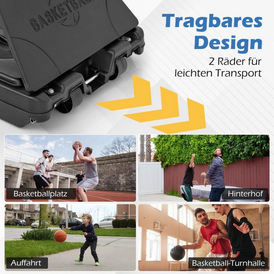 Support de basket-ball 150-305 cm, panier de basket réglable en hauteur pour l'extérieur avec support