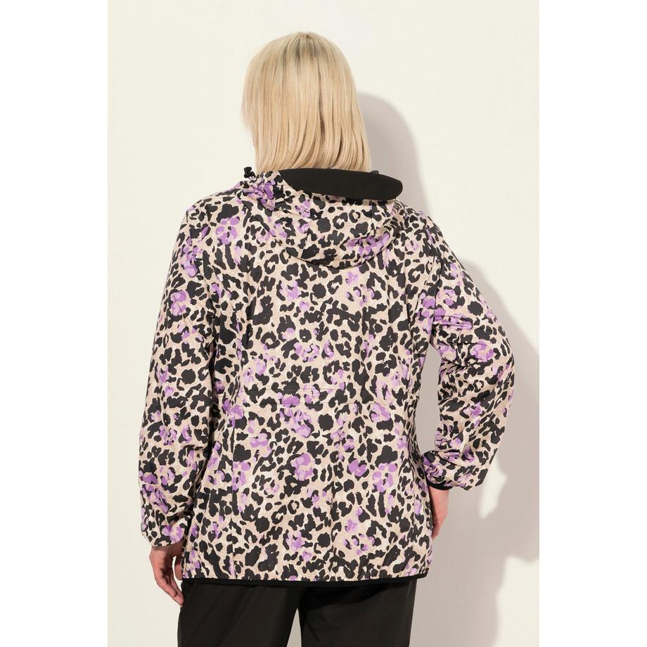 Ulla Popken Veste de pluie légère imprimé léopard imperméable fermeture éclair à double sens  