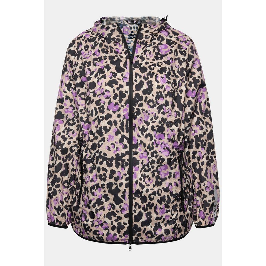Ulla Popken Veste de pluie légère imprimé léopard imperméable fermeture éclair à double sens  