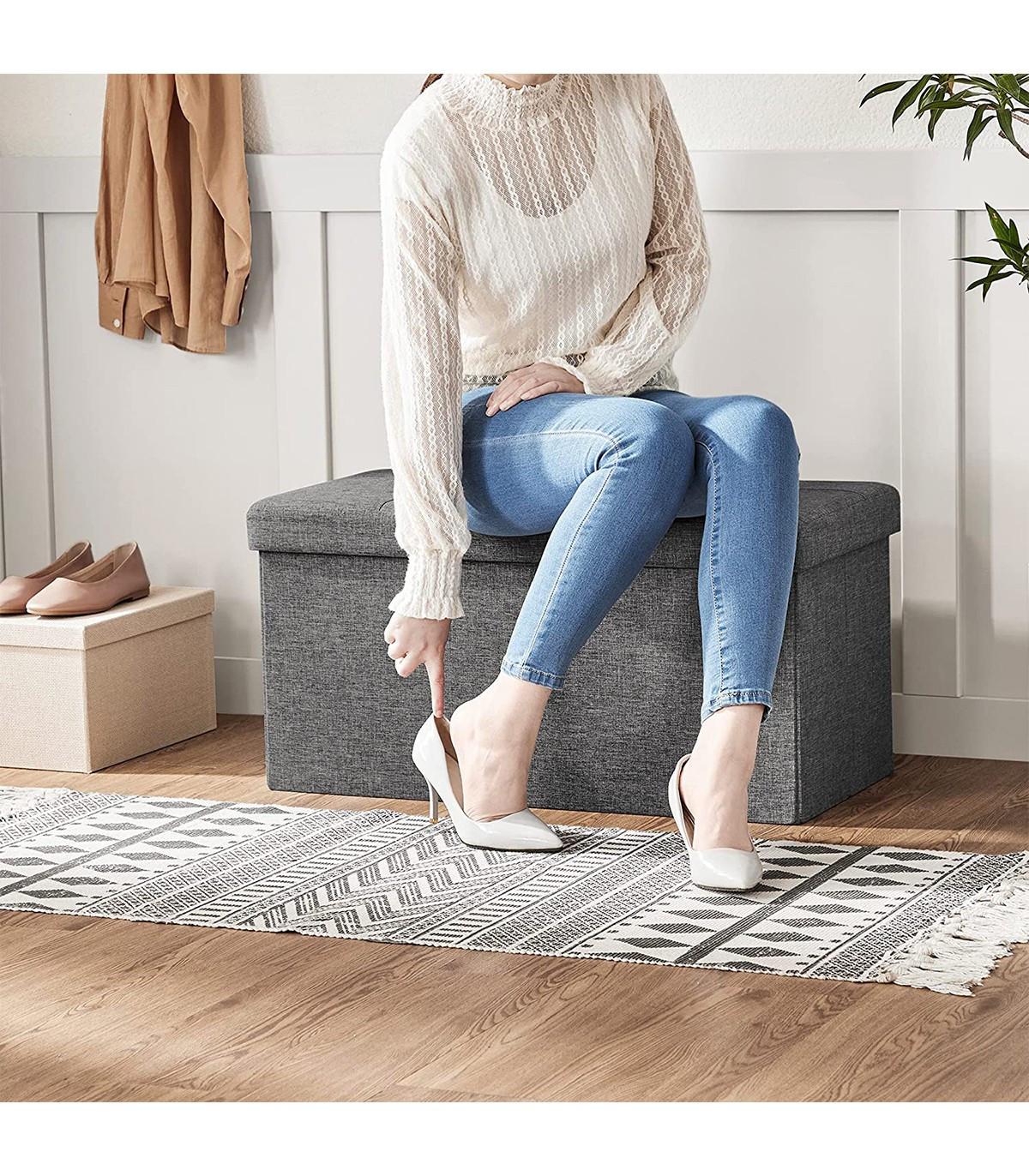 Calicosy Coffre de rangement avec couvercle pliable par 2 côtés - L76 cm  