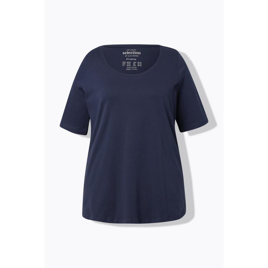 Ulla Popken T-Shirt Ligne A Col Rond Manches Mi-Longues  