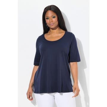 T-shirt en coton Pima. Col rond et manches 3/4. Ligne A.