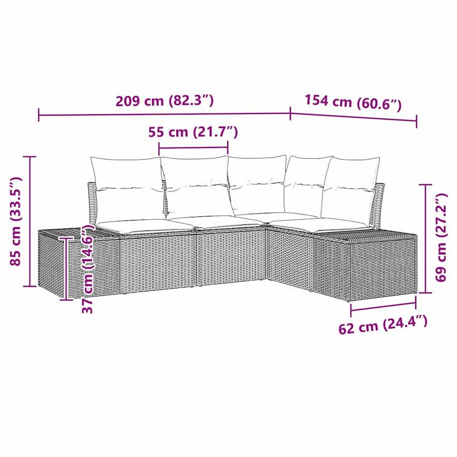 VidaXL Set Divano da Giardino Polyrattan  