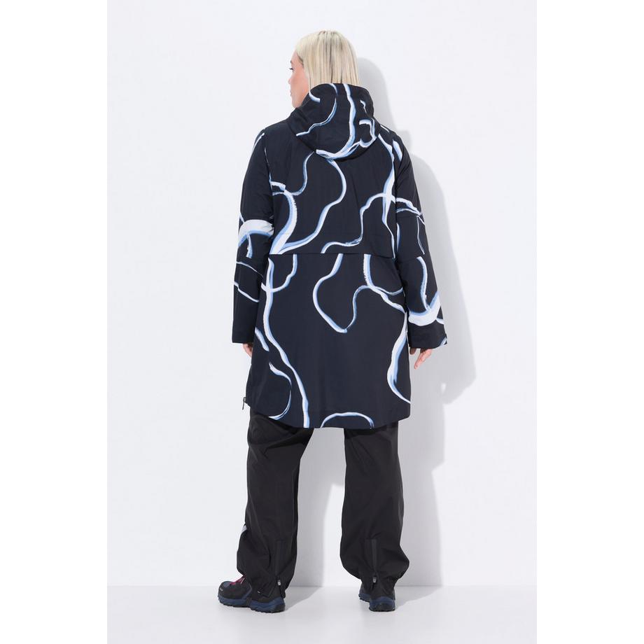 Ulla Popken Cappotto impermeabile da pioggia taglio svasato cappuccio zip  