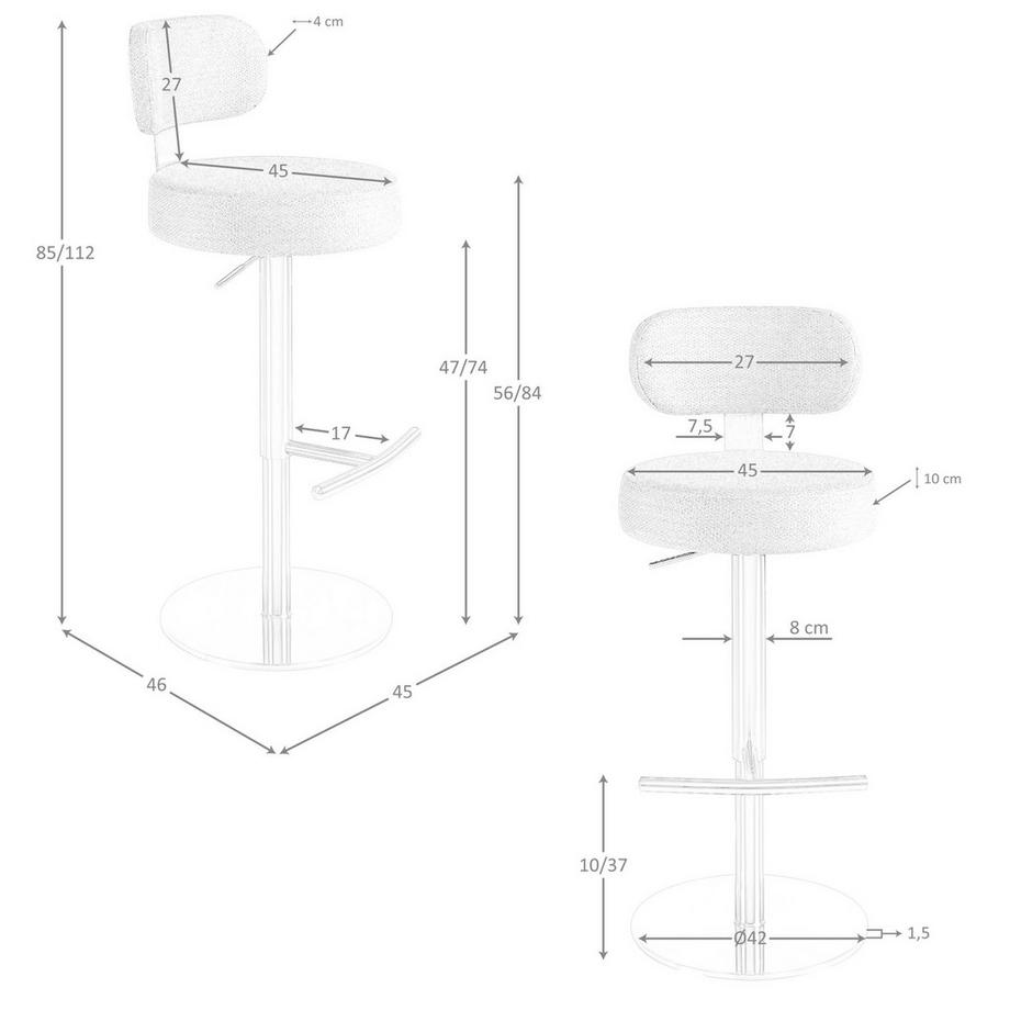 ANGEL CERDA Tabouret pivotant en tissu marbré  