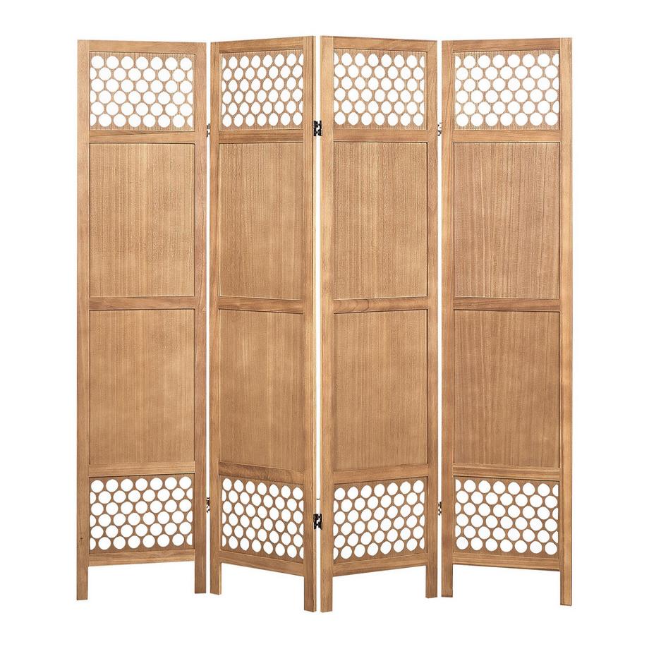 Beliani Séparateur de pièce à 4 panneaux en Bois de paulownia Boho CERTOSA  