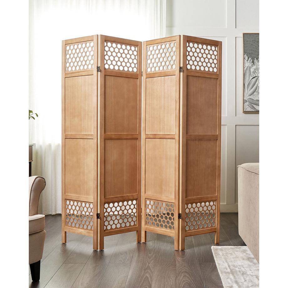 Beliani Séparateur de pièce à 4 panneaux en Bois de paulownia Boho CERTOSA  