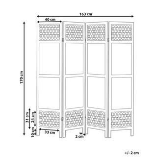 Beliani Divisorio per ambienti a 4 pannelli en Legno di Paulownia Boho CERTOSA  