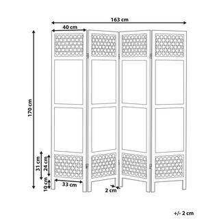Beliani Divisorio per ambienti a 4 pannelli en Legno di Paulownia Boho CERTOSA  