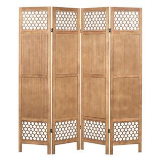 Beliani Séparateur de pièce à 4 panneaux en Bois de paulownia Boho CERTOSA  