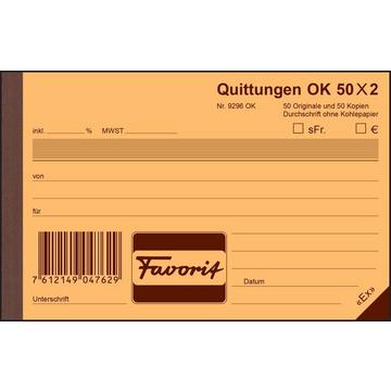 FAVORIT Quittungen D A6 9296 OK blau/weiss 50x2 Blatt
