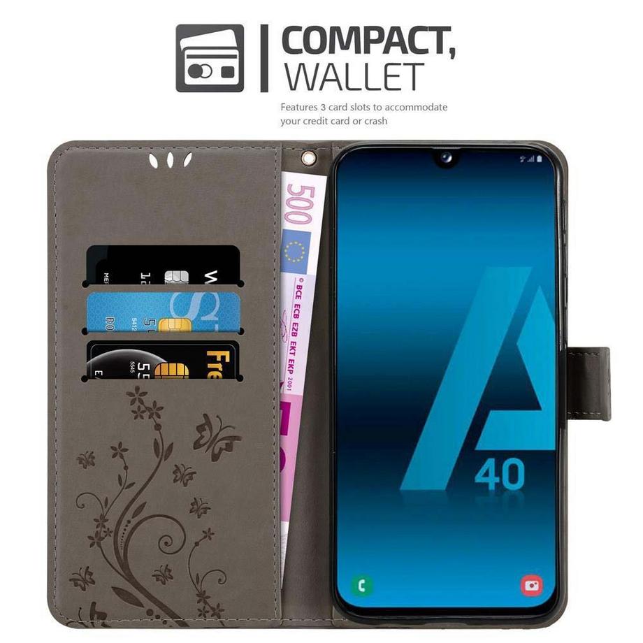 Cadorabo  Housse compatible avec Samsung Galaxy A40 - Coque de protection au design floral avec fermeture magnétique, fonction de support et emplacements pour cartes 