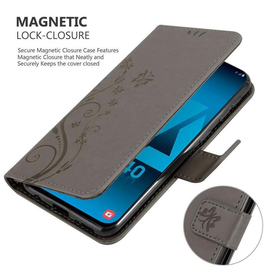Cadorabo  Housse compatible avec Samsung Galaxy A40 - Coque de protection au design floral avec fermeture magnétique, fonction de support et emplacements pour cartes 
