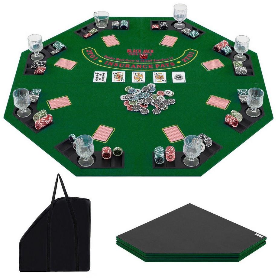Northio  Tapis de poker 120 x 120 cm Housse de table de poker Texas Holdem pliable pour 8 joueurs avec porte-gobelets vert 