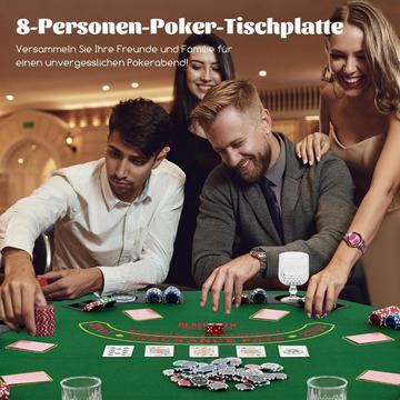 Tapis de poker 120 x 120 cm Housse de table de poker Texas Holdem pliable pour 8 joueurs avec porte-gobelets vert