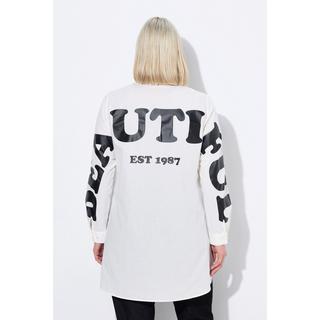 Ulla Popken  Blusa lunga con scritta stampata sul retro, collo da camicia e maniche lunghe 