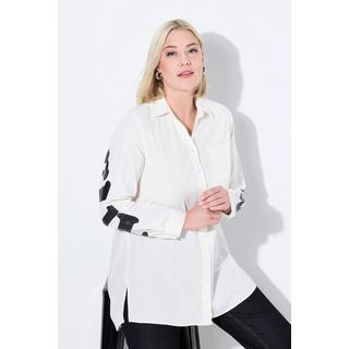 Ulla Popken  Blusa lunga con scritta stampata sul retro, collo da camicia e maniche lunghe 