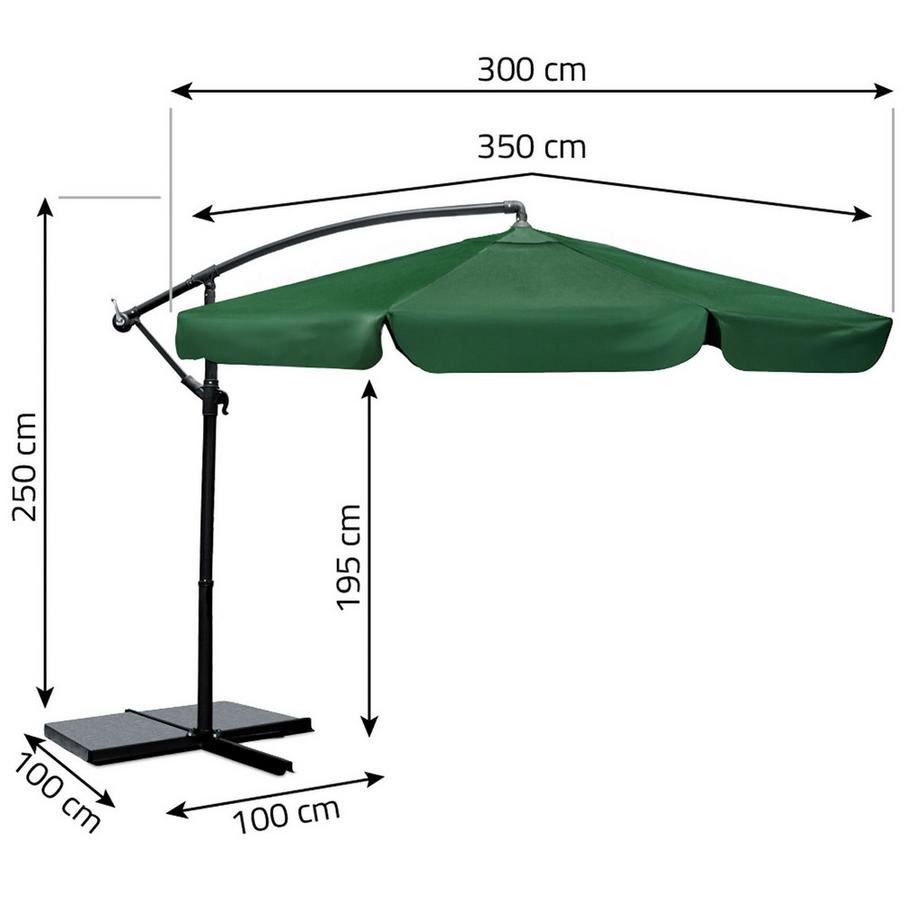 B2X Parasol de jardin pliant 8 segments 350 cm avec housse Plonos PL-881  