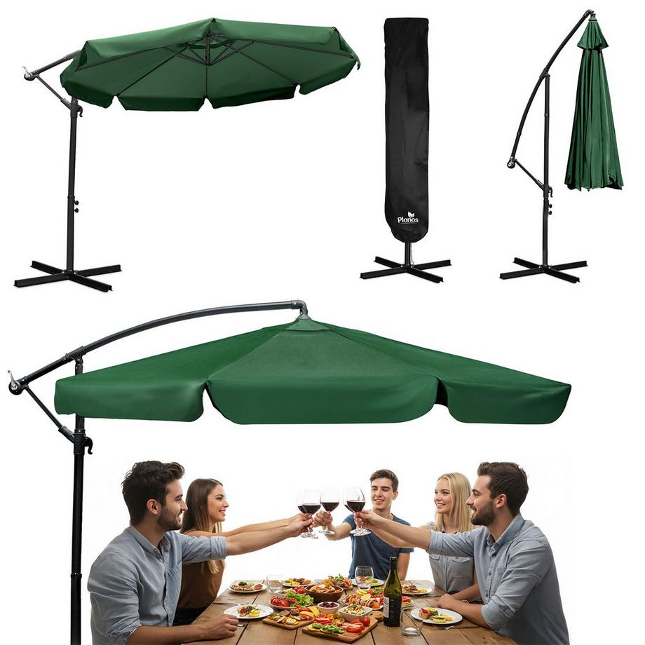 B2X Parasol de jardin pliant 8 segments 350 cm avec housse Plonos PL-881  