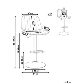 Beliani Set mit 2 Barstühlen aus Samtstoff Retro DUBROVNIK  