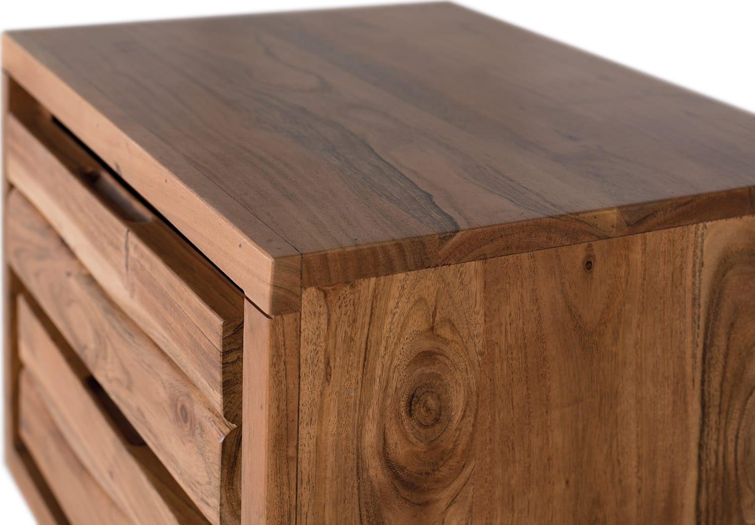 mutoni Table de chevet en bois d'acacia naturel 50x56  