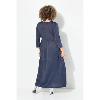 Ulla Popken  Robe midi en jersey à paillettes, ligne en A avec col rond et manches 3/4 