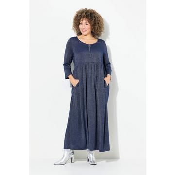 Jersey-Midikleid, Glitter, A-Linie, Rundhals, 3/4-Arm