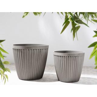 Beliani Lot de 2 pots de fleurs en Mélange de pierre Glamour POKA  