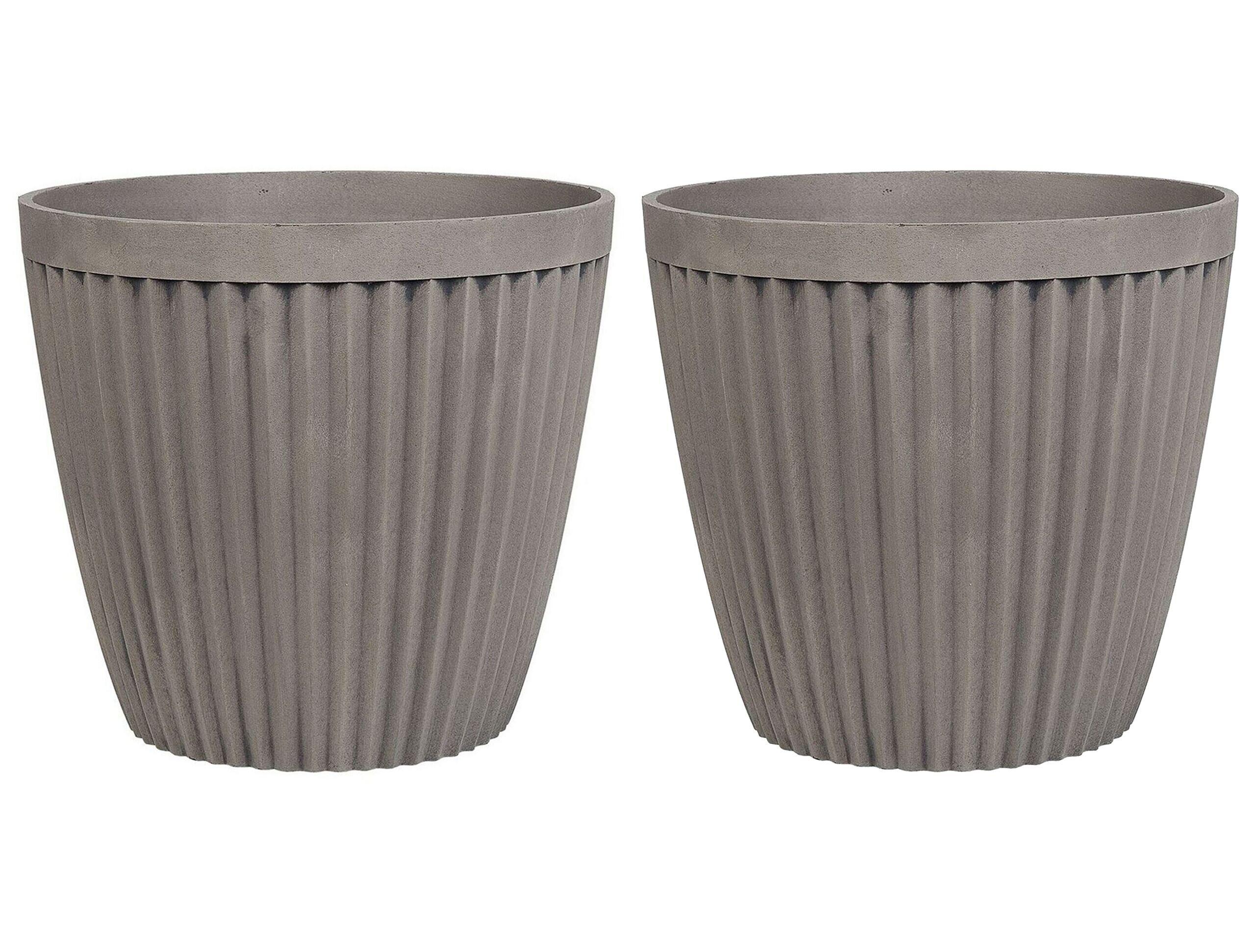 Beliani Lot de 2 pots de fleurs en Mélange de pierre Glamour POKA  