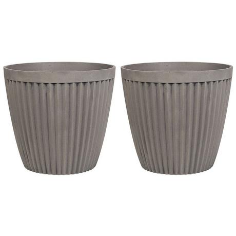 Beliani Lot de 2 pots de fleurs en Mélange de pierre Glamour POKA  