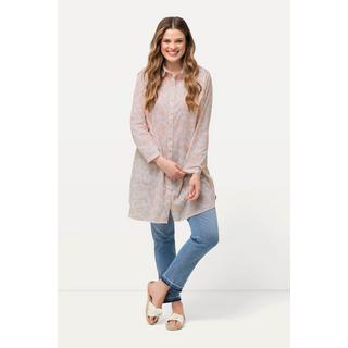 Ulla Popken  Blusa dal taglio lungo e svasato con fantasia leopardata, colletto da camicia e maniche lunghe 