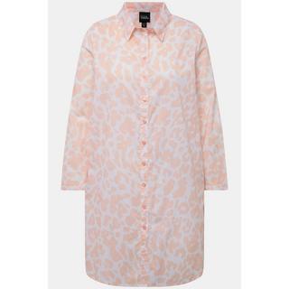 Ulla Popken  Blusa dal taglio lungo e svasato con fantasia leopardata, colletto da camicia e maniche lunghe 