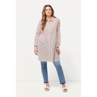 Ulla Popken  Chemisier long à manches longues, col chemise et imprimé léopard - silhouette en A 