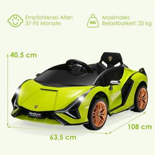 Northix  Auto elettrica per bambini Lamborghini 12V con telecomando 2.4G Auto per bambini 3-5 km/h con MP3 verde 