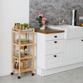 Northix Badezimmerregal aus Holz mit Rädern  