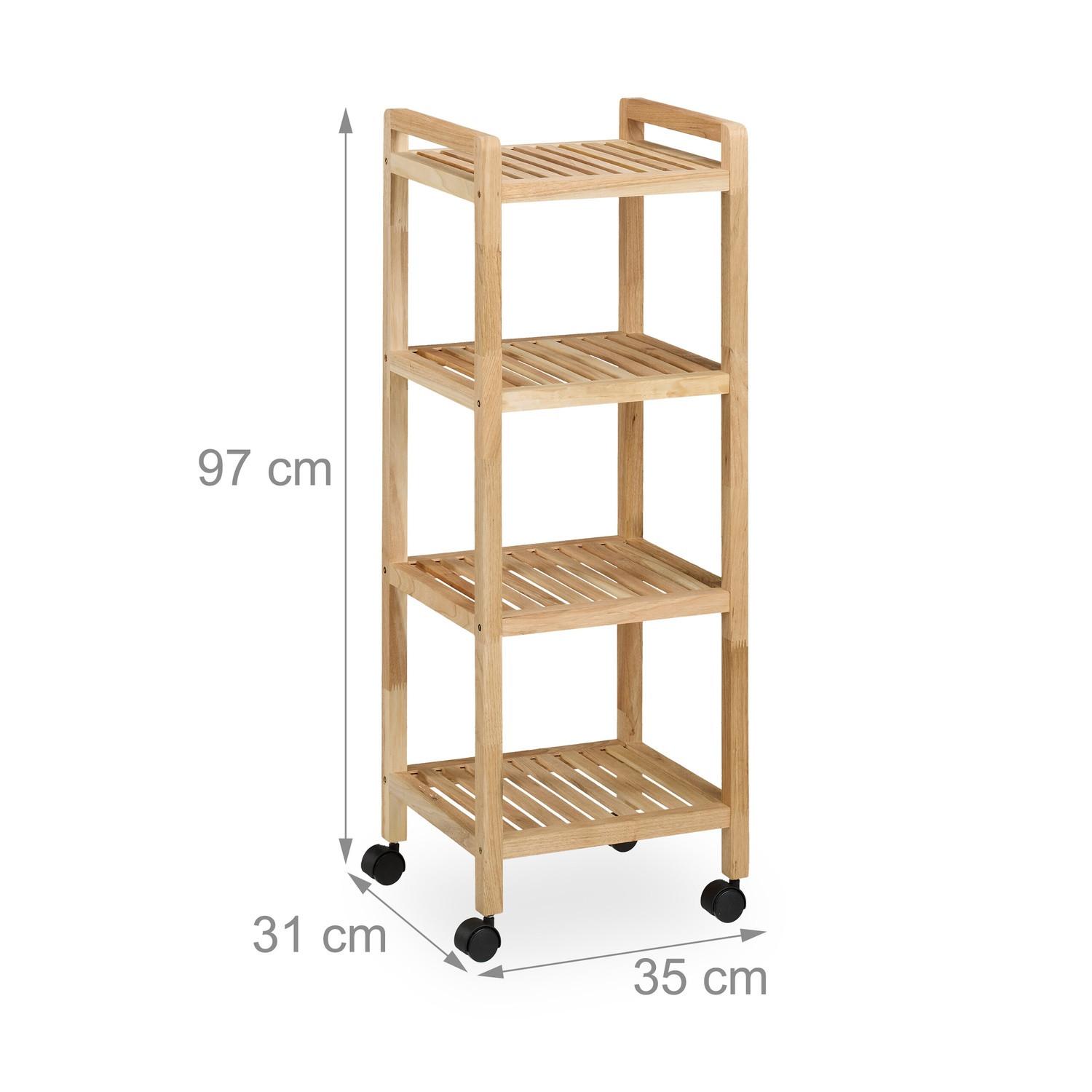 Northix Badezimmerregal aus Holz mit Rädern  