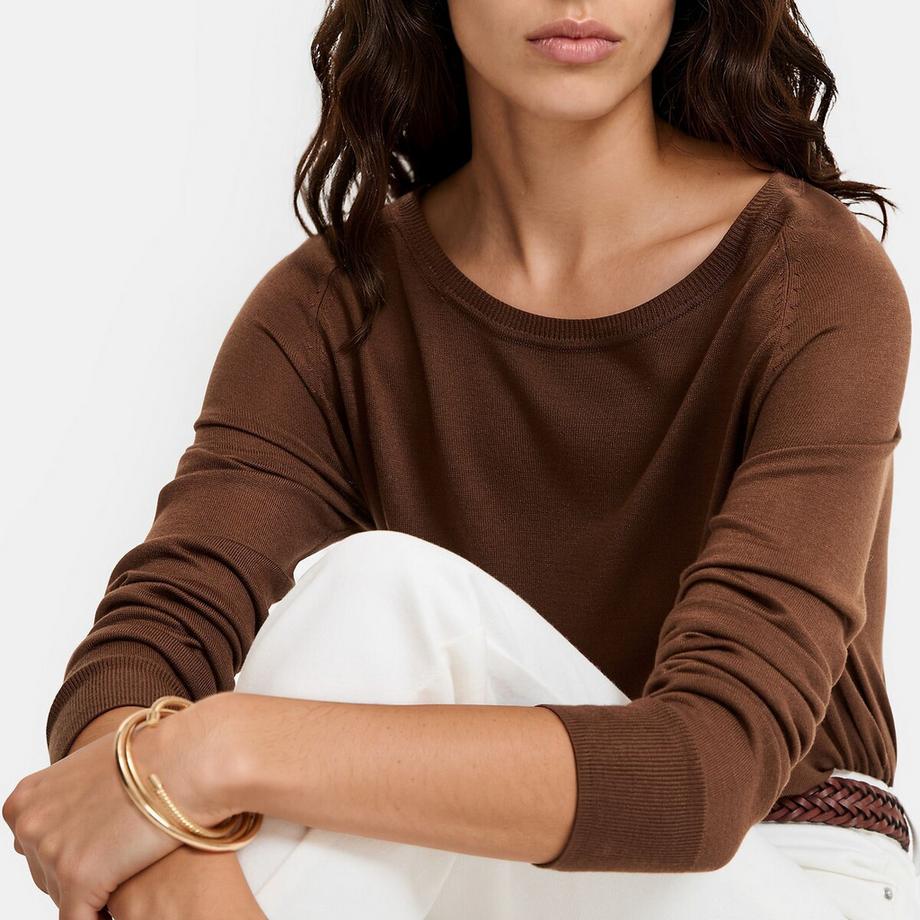 La Redoute Collections Pull col rond en maille fine  