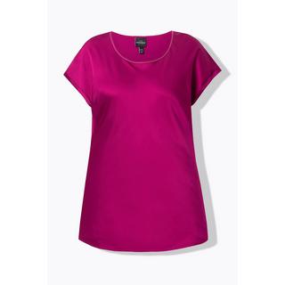 Ulla Popken  Blusa classica e smanicata in raso con scollo a girocollo 