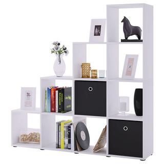 VCM Holzregal stehend | platzsparendes Regal | Maße:  H. 139 x B. 143 x T. 29 cm | Elegantes Regal stehend | Aufbewahrungsregal | Bücherregal  |  