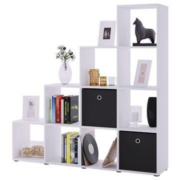 Holzregal stehend | platzsparendes Regal | Maße:  H. 139 x B. 143 x T. 29 cm | Elegantes Regal stehend | Aufbewahrungsregal | Bücherregal  |