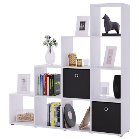 VCM Holzregal stehend | platzsparendes Regal | Maße:  H. 139 x B. 143 x T. 29 cm | Elegantes Regal stehend | Aufbewahrungsregal | Bücherregal  |  