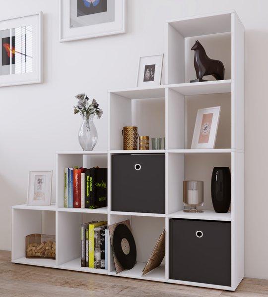 VCM Holzregal stehend | platzsparendes Regal | Maße:  H. 139 x B. 143 x T. 29 cm | Elegantes Regal stehend | Aufbewahrungsregal | Bücherregal  |  