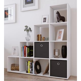 VCM Holzregal stehend | platzsparendes Regal | Maße:  H. 139 x B. 143 x T. 29 cm | Elegantes Regal stehend | Aufbewahrungsregal | Bücherregal  |  