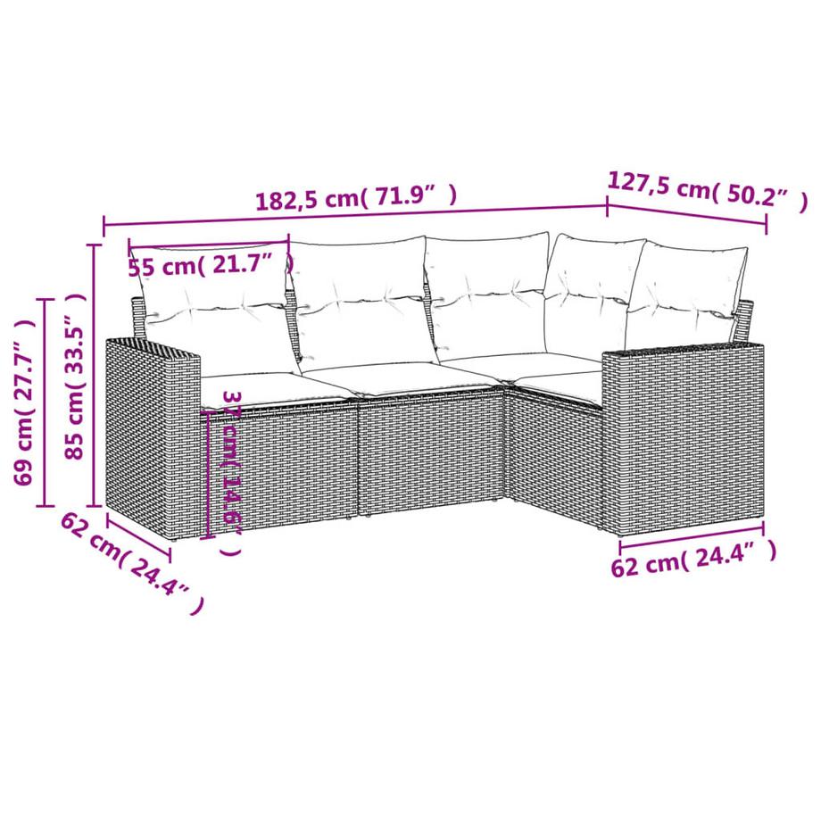 VidaXL Ensemble de canapés de jardin rotin synthétique  